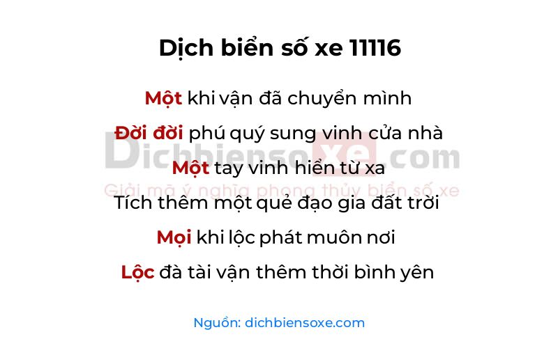 Dịch thơ biển số 11116