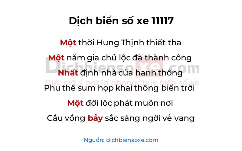 Dịch thơ biển số 11117