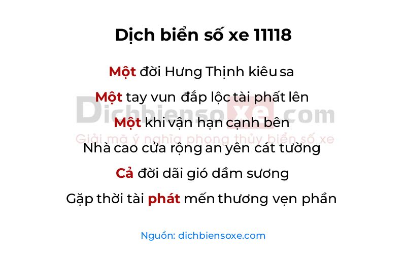 Dịch thơ biển số 11118