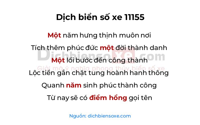 Dịch thơ biển số 11155