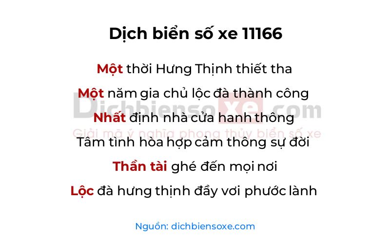 Dịch thơ biển số 11166