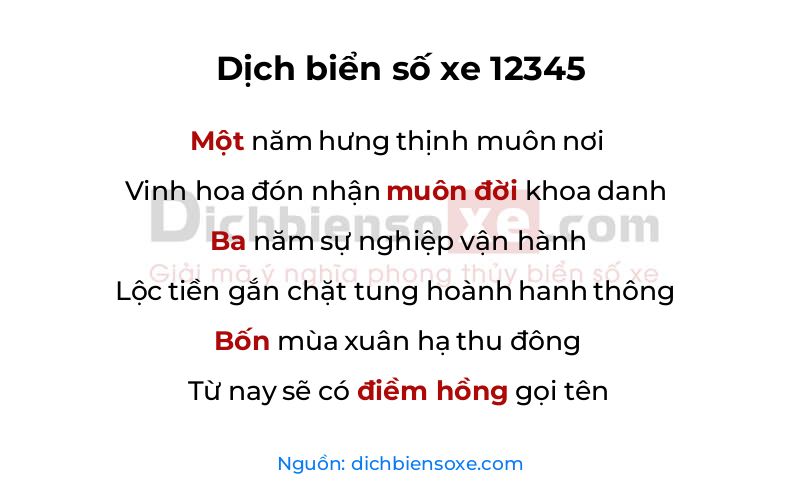 Dịch thơ biển số 12345