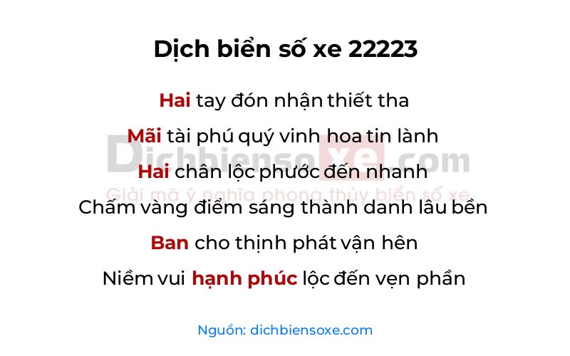 Dịch thơ biển số 22223