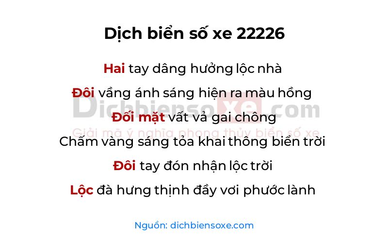 Dịch thơ biển số 22226