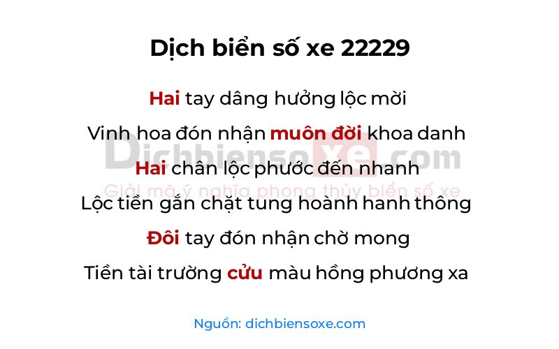 Dịch thơ biển số 22229