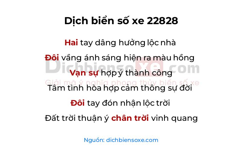 Dịch thơ biển số 22828