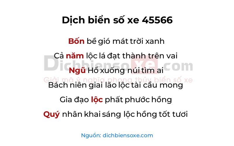 Dịch thơ biển số 45566