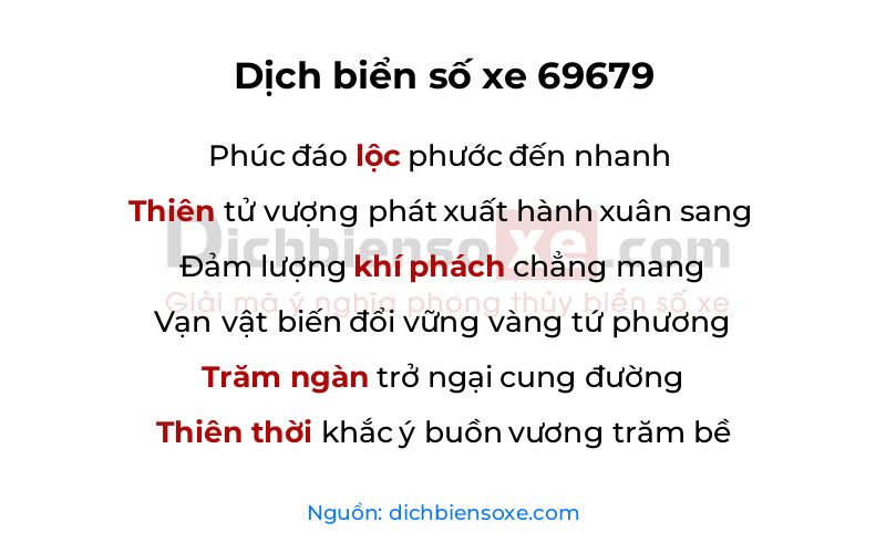 Dịch thơ biển số 69679