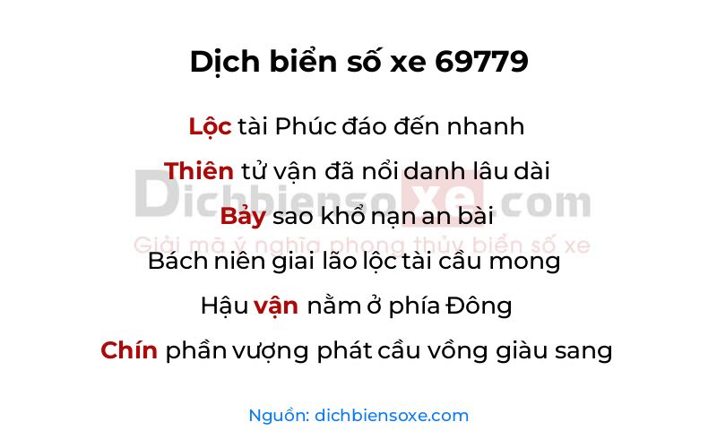 Dịch thơ biển số 69779