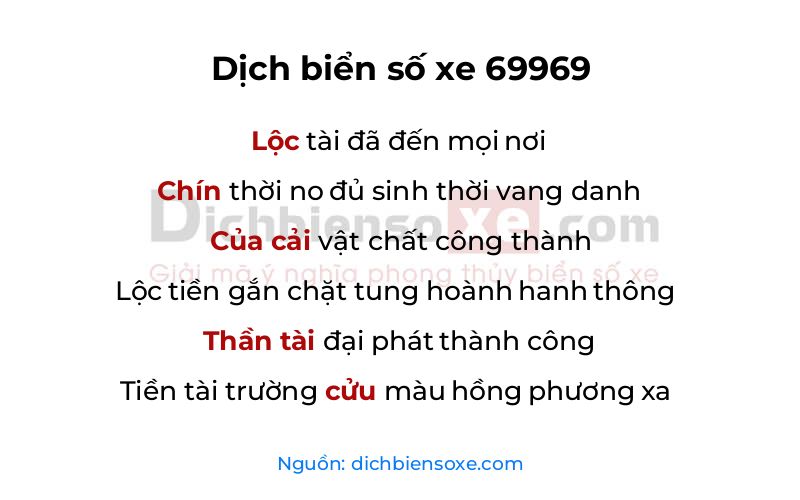 Dịch thơ biển số 69969