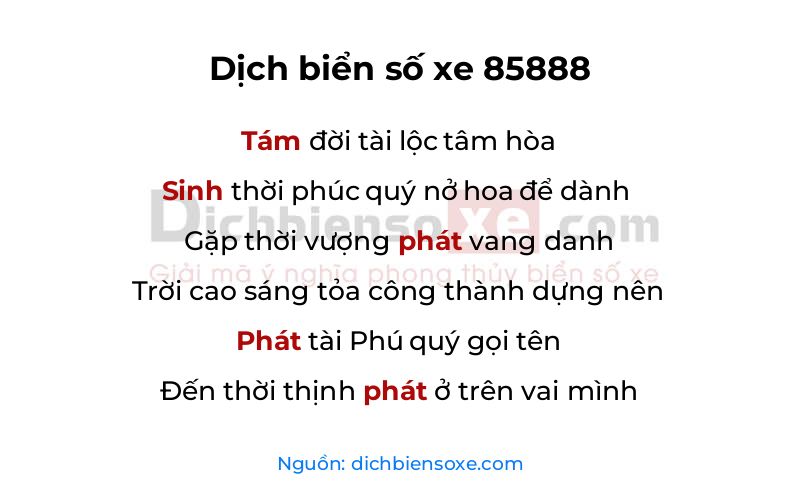 Dịch thơ biển số 85888