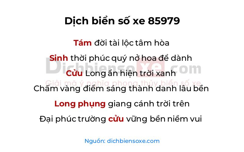 Dịch thơ biển số 85979