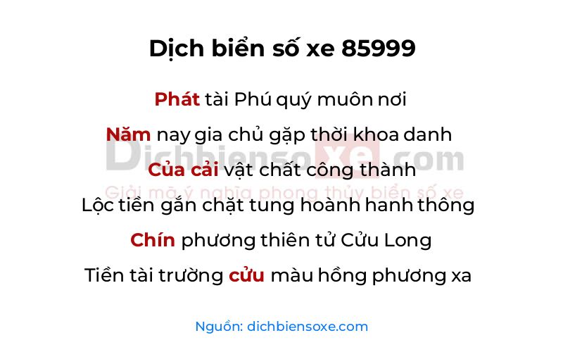 Dịch thơ biển số 85999