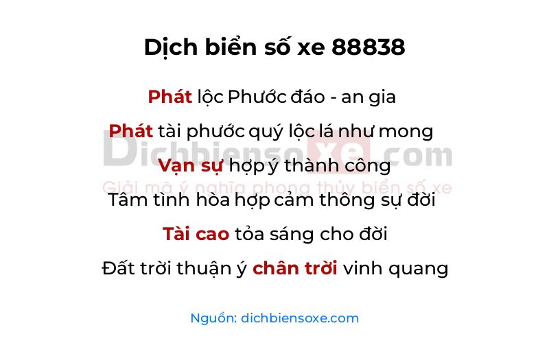 Dịch thơ biển số 88838