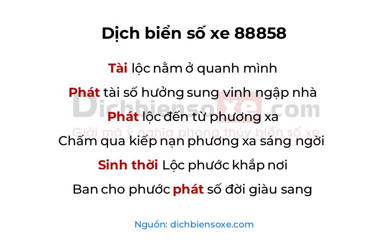 Dịch thơ biển số 88858