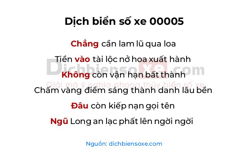 Dịch thơ biển số 00005