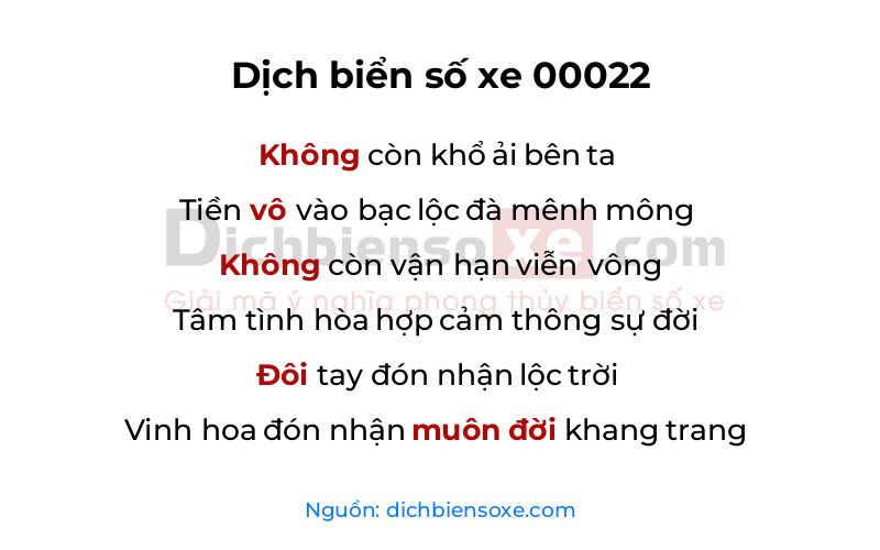 Dịch thơ biển số 00022