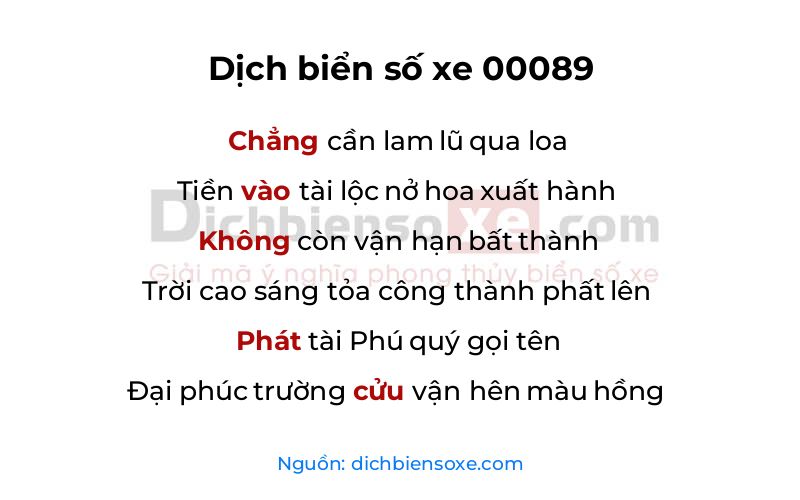 Dịch thơ biển số 00089