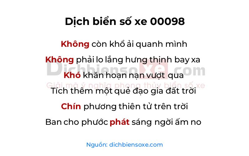 Dịch thơ biển số 00098