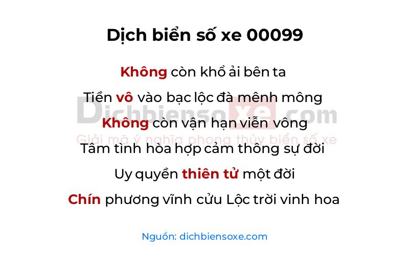 Dịch thơ biển số 00099
