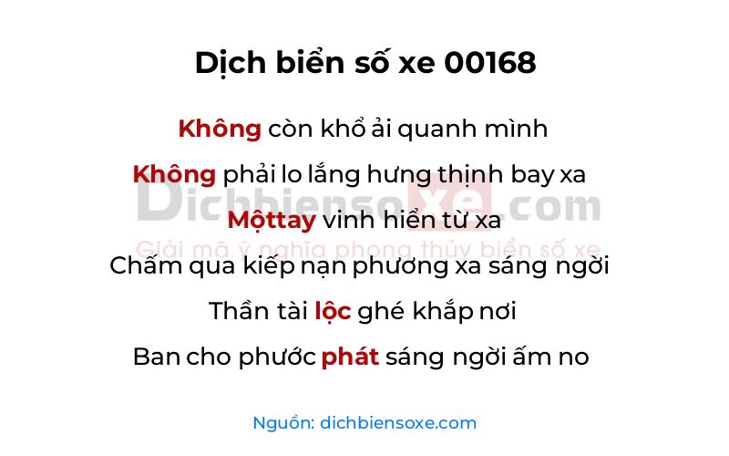 Dịch thơ biển số 00168