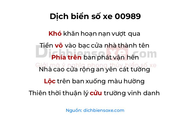 Dịch thơ biển số 00989