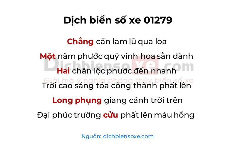 Dịch thơ biển số 01279