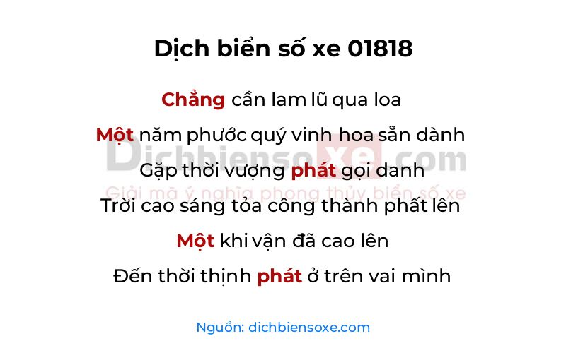 Dịch thơ biển số 01818