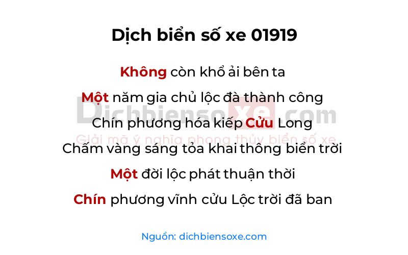 Dịch thơ biển số 01919