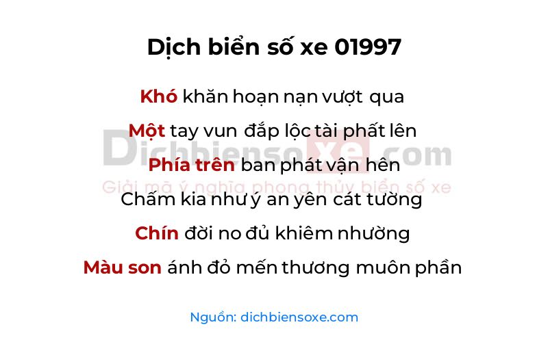 Dịch thơ biển số 01997