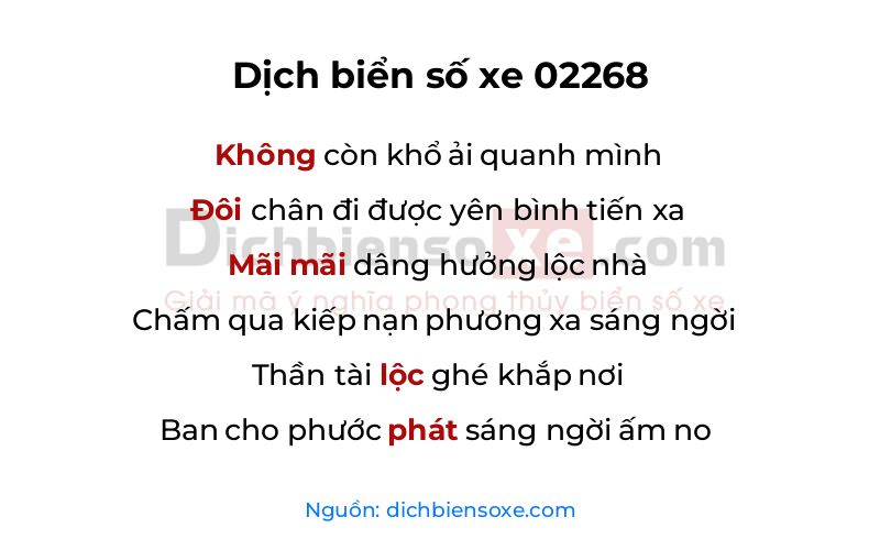 Dịch thơ biển số 02268