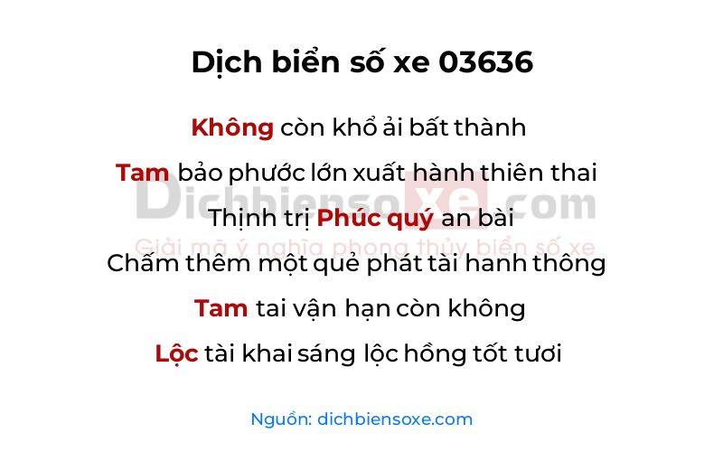 Dịch thơ biển số 03636