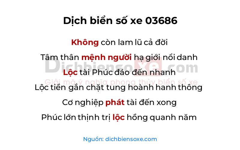 Dịch thơ biển số 03686