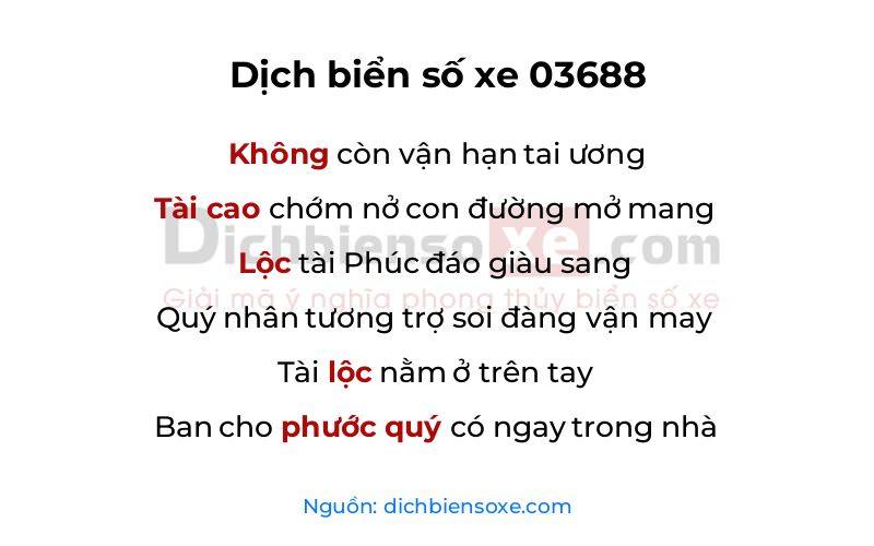 Dịch thơ biển số 03688