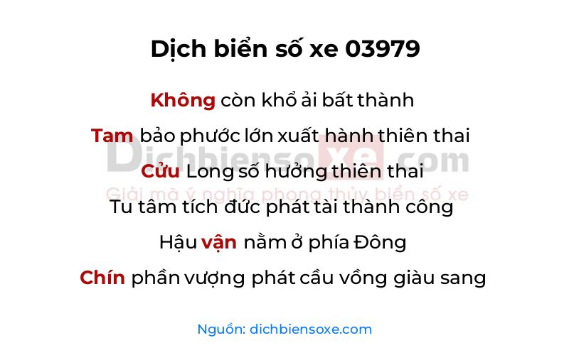 Dịch thơ biển số 03979