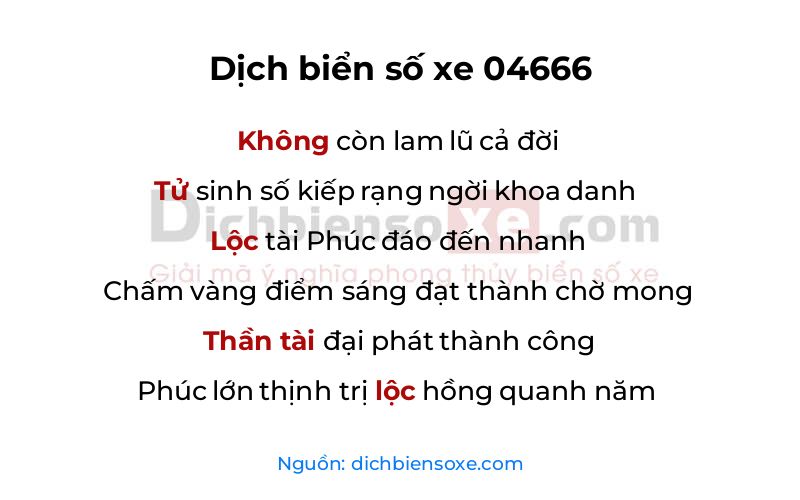 Dịch thơ biển số 04666