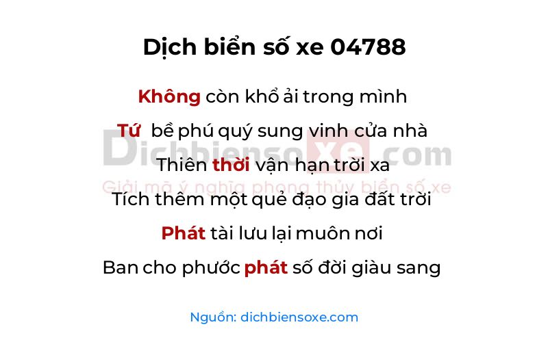 Dịch thơ biển số 04788