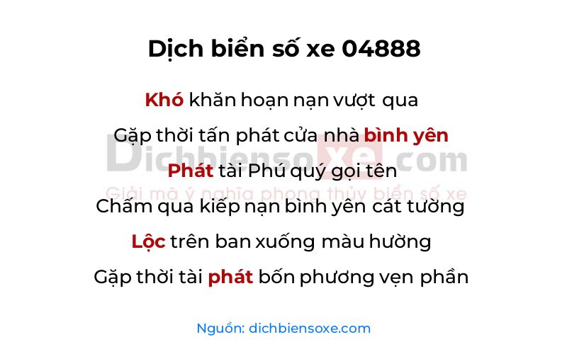 Dịch thơ biển số 04888