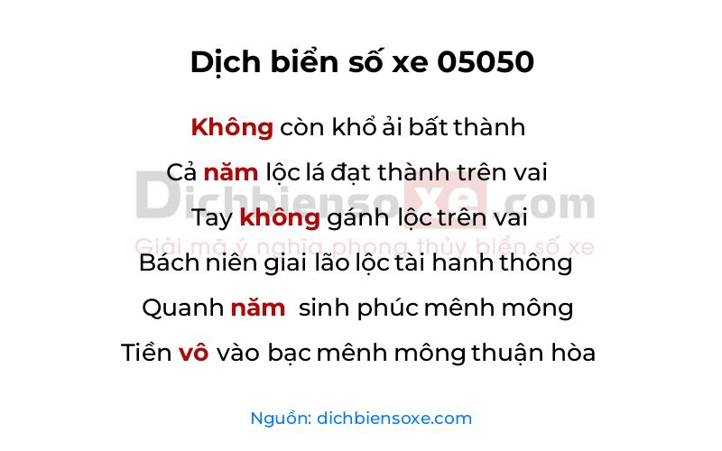 Dịch thơ biển số 05050