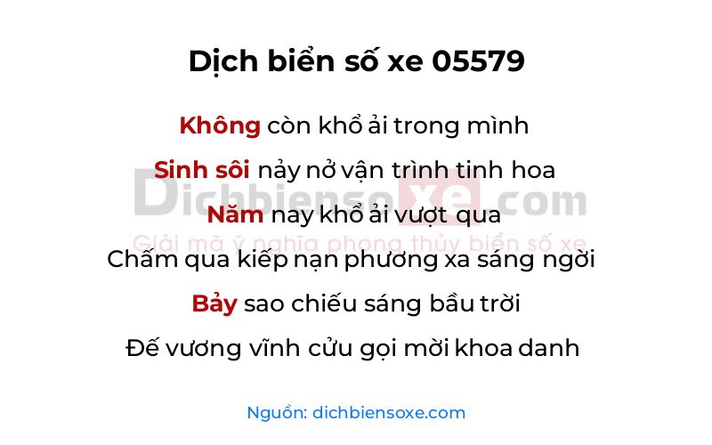 Dịch thơ biển số 05579