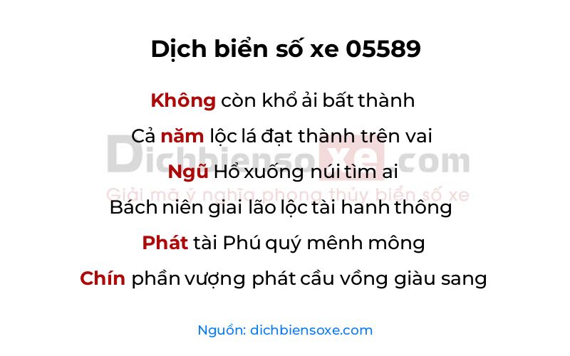 Dịch thơ biển số 05589