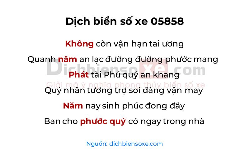Dịch thơ biển số 05858