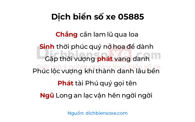 Dịch thơ biển số 05885