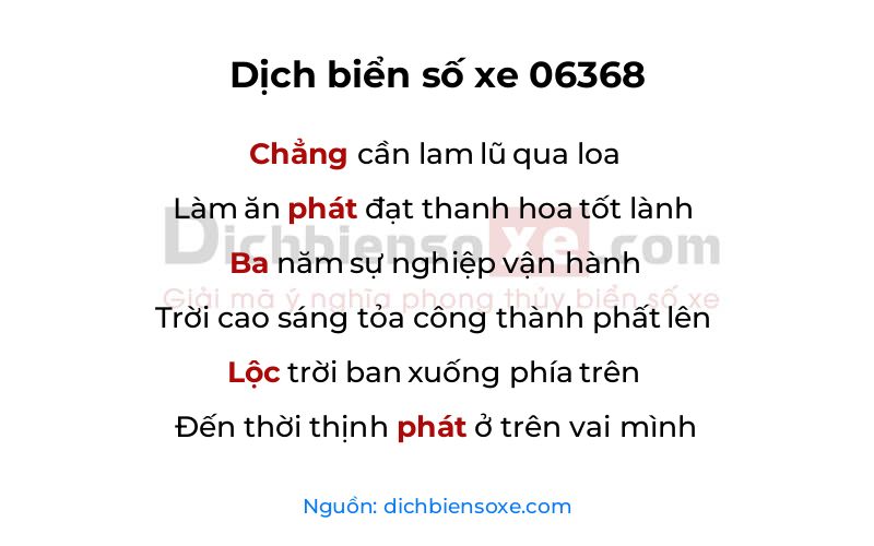 Dịch thơ biển số 06368