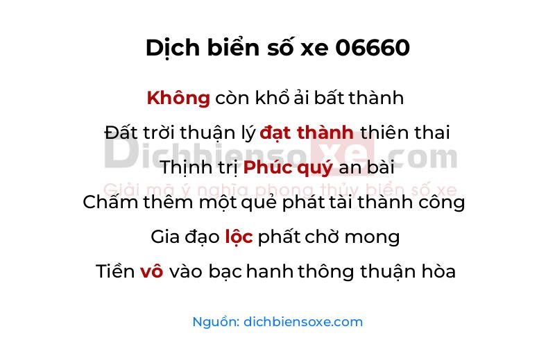 Dịch thơ biển số 06660