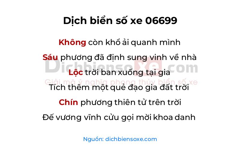 Dịch thơ biển số 06699