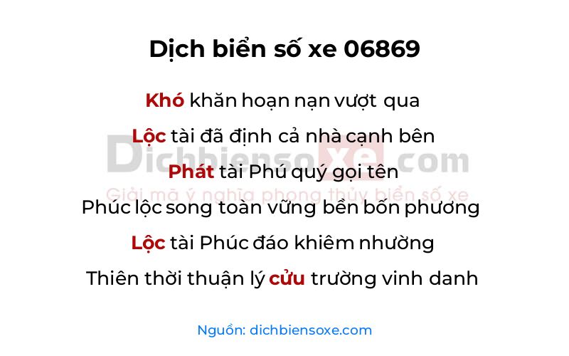 Dịch thơ biển số 06869