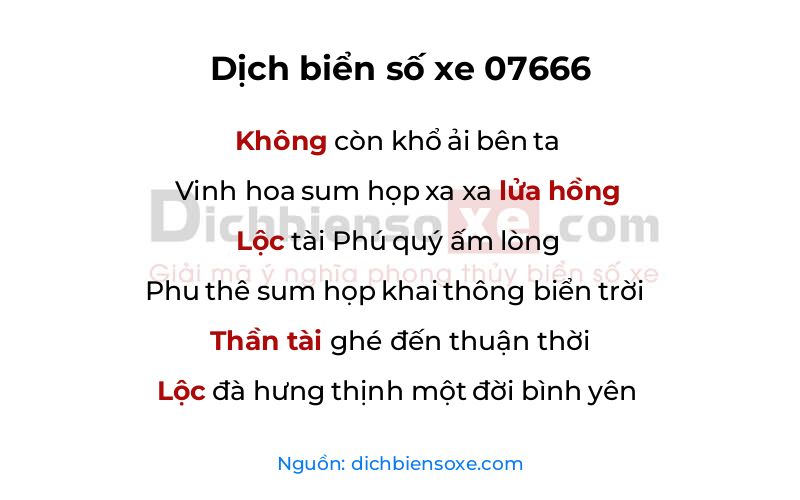 Dịch thơ biển số 07666