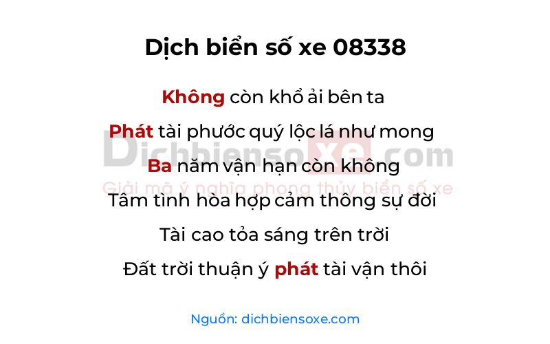 Dịch thơ biển số 08338