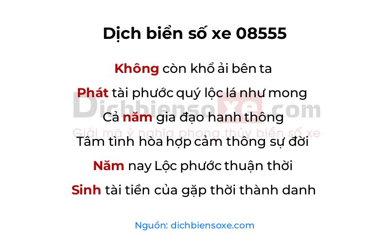 Dịch thơ biển số 08555